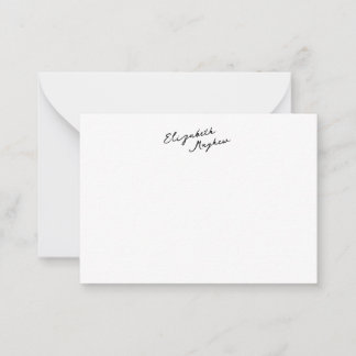 Classic Handwritten Name Monogram Flat Note Cards ノートカード