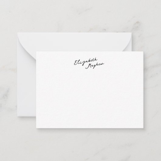Classic Handwritten Name Monogram Flat Note Cards ノートカード (正面)