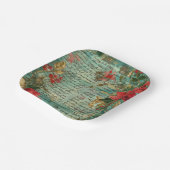 Classic Handwritten Poinsettia Christmas Holiday ペーパープレート (傾斜あり)