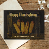 Classic Happy Thanksgiving Hanging Ears of Corn カード