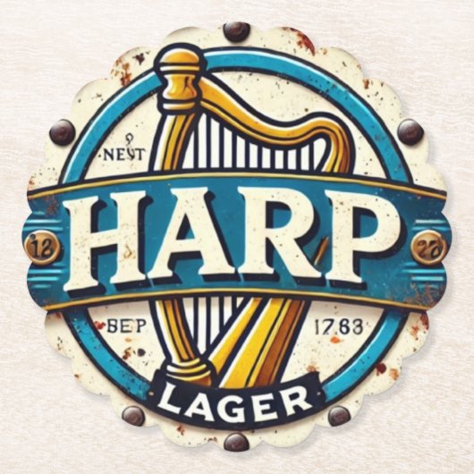 Classic Harp Lager Beer Logo Round ペーパーコースター (正面)