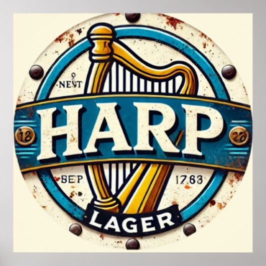 Classic Harp Lager Beer Logo Round ポスター (正面)