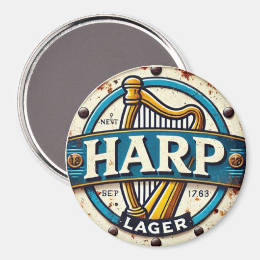 Classic Harp Lager Beer Logo Round マグネット (正面/裏面)