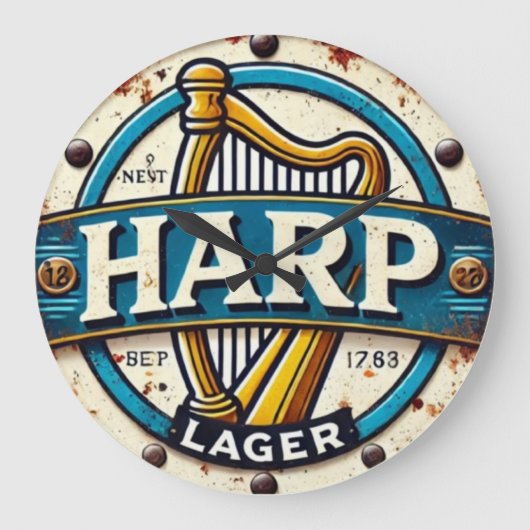 Classic Harp Lager Beer Logo Round ラージ壁時計 (正面)