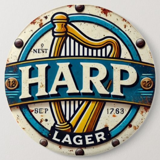 Classic Harp Lager Beer Logo Round 缶バッジ (正面)