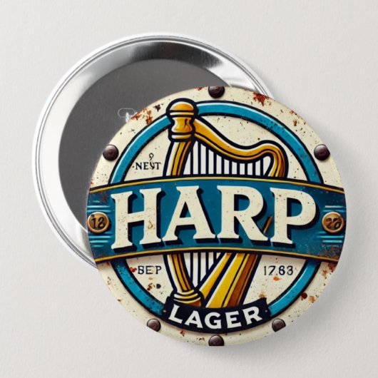 Classic Harp Lager Beer Logo Round 缶バッジ (正面&裏面)