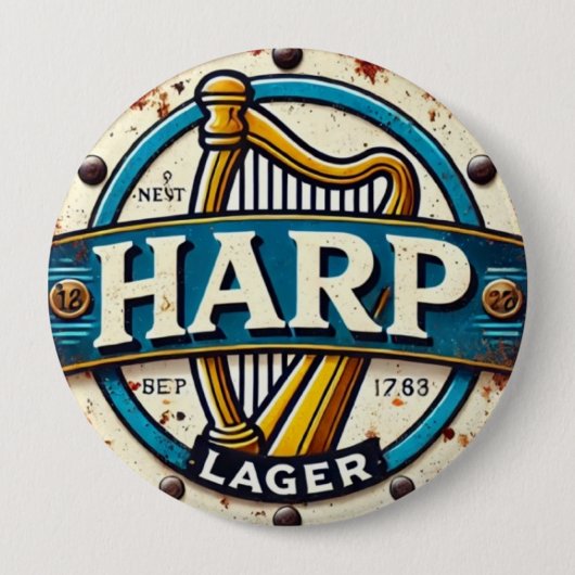 Classic Harp Lager Beer Logo Round 缶バッジ (正面)
