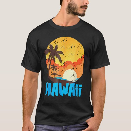 Classic Hawaiian Palm Beach Hawaii Cool 70's 80's Tシャツ (正面)