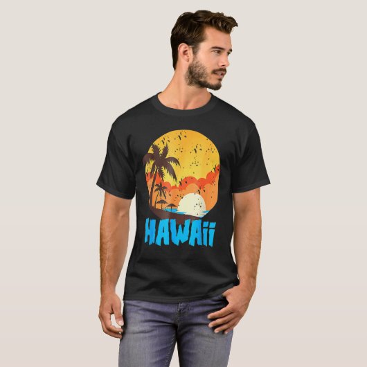 Classic Hawaiian Palm Beach Hawaii Cool 70's 80's Tシャツ (正面フル)