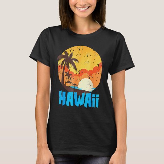 Classic Hawaiian Palm Beach Hawaii Cool 70's 80's Tシャツ (正面)