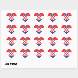 Classic Heart Stickers – Croatian Flag Design ハートシール