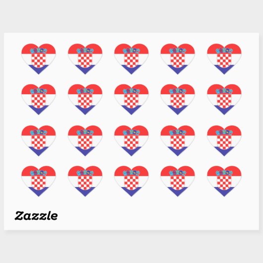 Classic Heart Stickers – Croatian Flag Design ハートシール (シート)