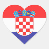 Classic Heart Stickers – Croatian Flag Design ハートシール (正面)