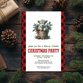 Classic highland cow Christmas invite red florals 招待状
