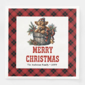 Classic highland cow red black tartan napkins (正面)