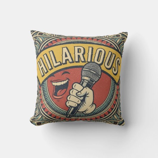 Classic Hilarious Mic Throw Pillow クッション (正面)