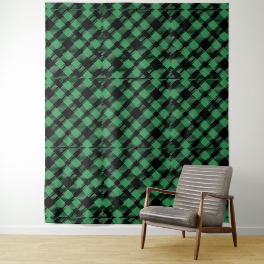 Classic Holiday Green Checkered Pattern  タペストリー (インサイチュ)