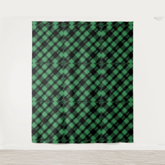 Classic Holiday Green Checkered Pattern タペストリー (正面)
