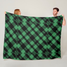 Classic Holiday Green Checkered Pattern  フリースブランケット