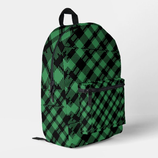 Classic Holiday Green Checkered Pattern  プリントバックパック (裏面左端)