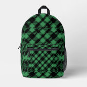 Classic Holiday Green Checkered Pattern  プリントバックパック (正面)