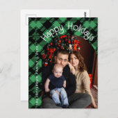 Classic Holiday Green Checkered Pattern  ポストカード (正面/裏面)