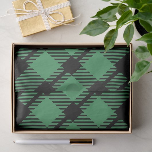Classic Holiday Green Checkered Pattern  薄葉紙 (ギフト)