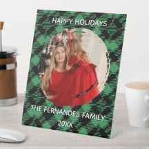 Classic Holiday Green Checkered Pattern Photo