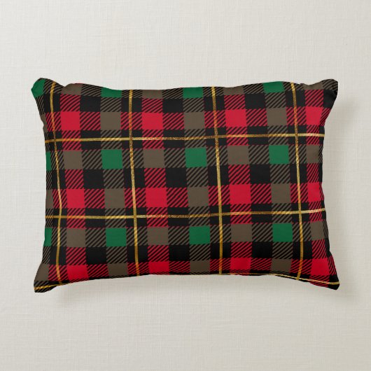 Classic Holiday Plaid – Cozy Christmas Pillow  アクセントクッション (正面)