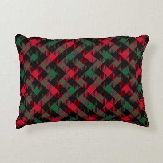 Classic Holiday Plaid – Cozy Christmas Pillow  アクセントクッション (正面)