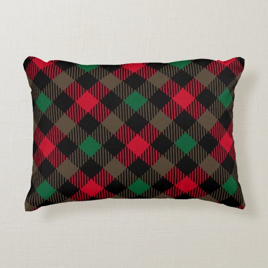 Classic Holiday Plaid – Cozy Christmas Pillow アクセントクッション (正面)