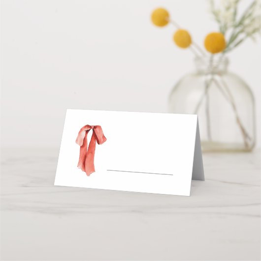 Classic Holiday Red Bow Fill in  プレイスカード (正面)