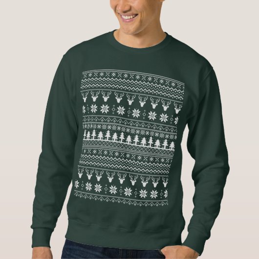 Classic Holiday Reindeer Christmas Sweater Pattern スウェットシャツ (正面)
