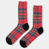 Classic Holiday Tartan Plaid Festive Christmas ソックス (左)