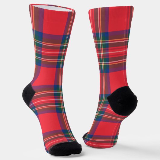 Classic Holiday Tartan Plaid Festive Christmas ソックス (傾斜あり)