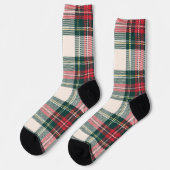 Classic Holiday Tartan Plaid Initials Festive ソックス (左)