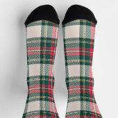 Classic Holiday Tartan Plaid Initials Festive ソックス (上部)