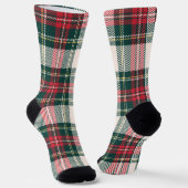 Classic Holiday Tartan Plaid Initials Festive ソックス (傾斜あり)