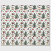 Classic Holiday Tree and Presents ラッピングペーパー (フラット)