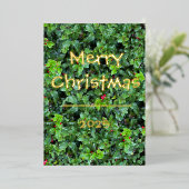 Classic Holly Berry Greenery Red Berries Card 箔シーズンカード (立ち正面)