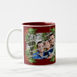 Classic Holly Border Christmas Photo Mug ツートーンマグカップ