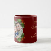 Classic Holly Border Christmas Photo Mug ツートーンマグカップ (中央)