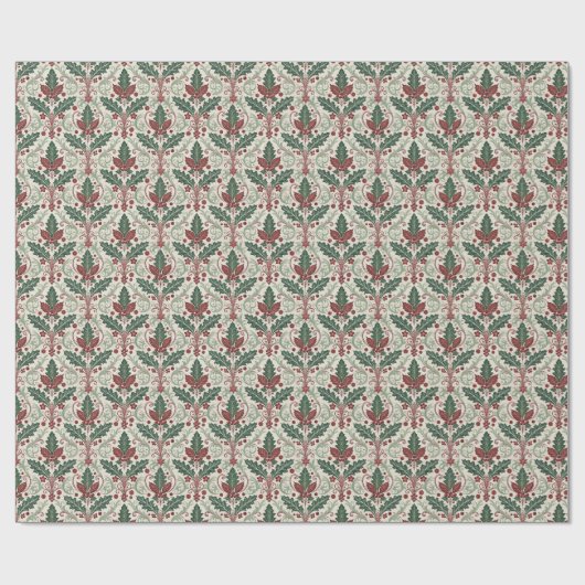 Classic Holly Damask Wrapping Paper ラッピングペーパー (フラット)