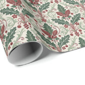 Classic Holly Damask Wrapping Paper ラッピングペーパー (ロールコーナー)