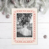 Classic Holly Painted Frame Wedding Photo シーズンカード