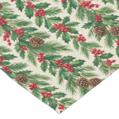 Classic Holly Pine Christmas Botanical  ショートテーブルランナー (コーナー)