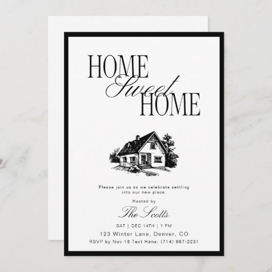 Classic Home Sweet Some Housewarming 招待状 (正面/裏面)