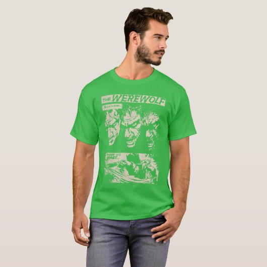 Classic Horror Movie Monster Horror Comic Werewolf Tシャツ (正面フル)