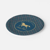 Classic Horse Equestrian Tartan Plaid  Baby Shower ペーパープレート (アングル)