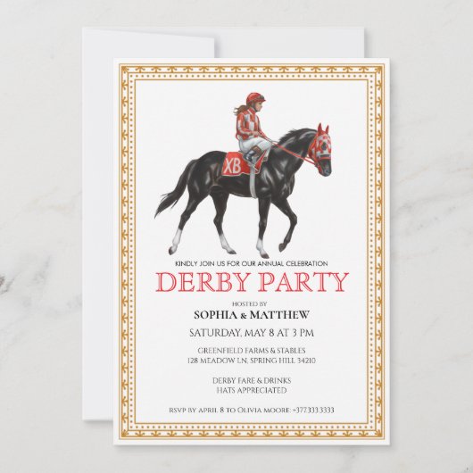 Classic Horse Racing Derby Party Invitation 招待状 (正面)